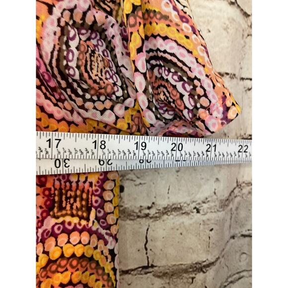 Cato Shirt Womens Medium Pink Swirl Print Mesh Lined Boho Flowy Short Sleeve - Picture 7 of 12